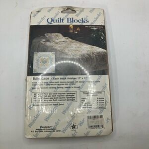 WonderArt Craft Kit Quilt Blocks Tulip Lace 17x17 USA Floral Vintage‎ DIY Home